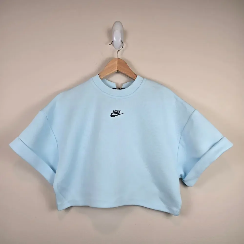 Nike Sportswear Tech Fleece Womens Size XL Oversized Short-Sleeve Cropped Top
